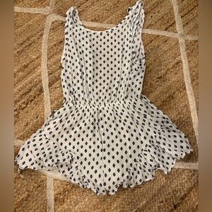 White and navy diamond shape Dot Romper